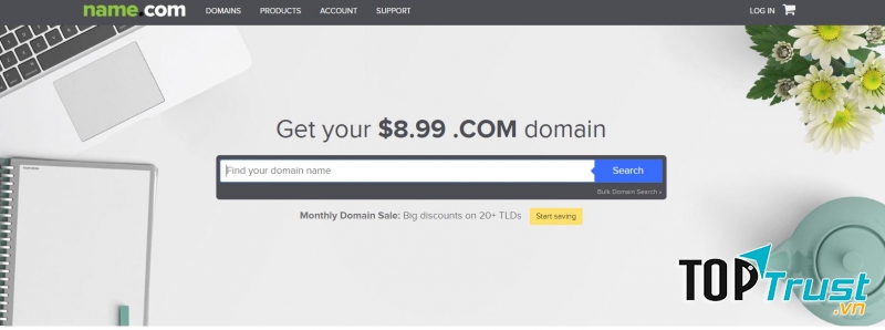Giao diện website Name.com