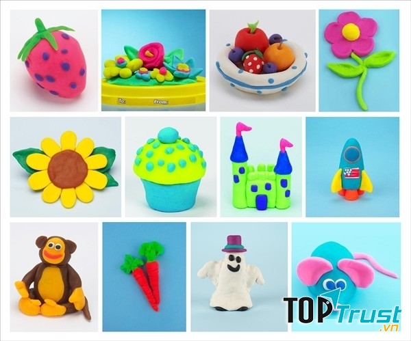 Nặn đất sét, giấy bút vẽ, tô màu