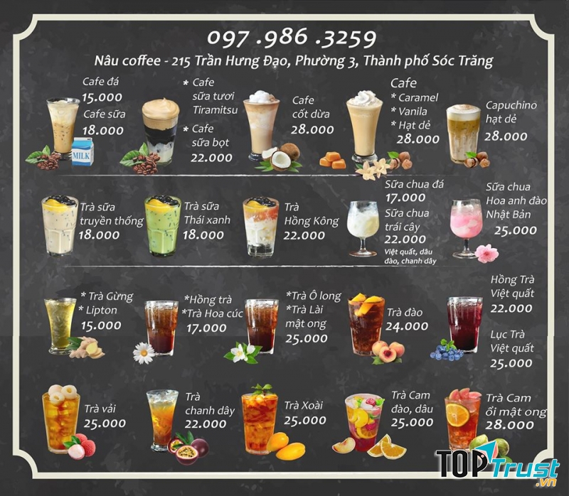 Menu tại Nâu Coffee