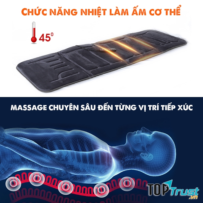 Nệm massage toàn thân Fuki Japan FK-M799 (tích hợp nhiệt và đèn hồng ngoại)