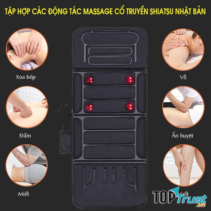 Nệm massage toàn thân Fuki Japan FK-M799 (tích hợp nhiệt và đèn hồng ngoại)