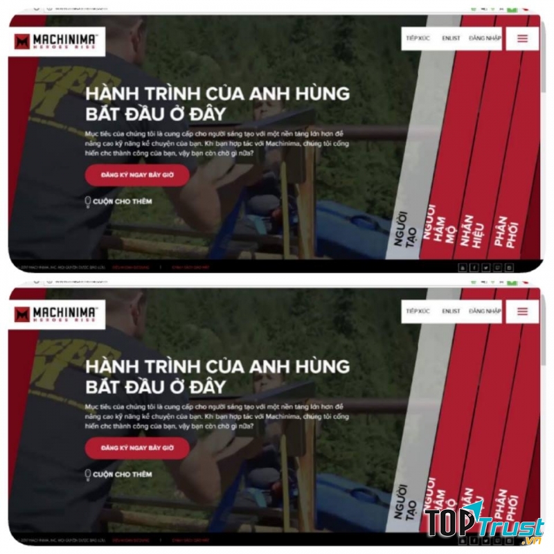 Giao diện đăng ký cho Network Machinima