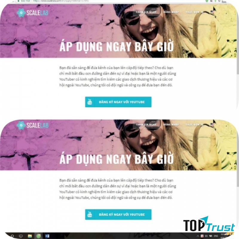 Giao diện đăng ký cho Network Scalelab