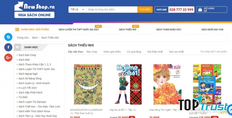 Giao diện website Newshop.vn