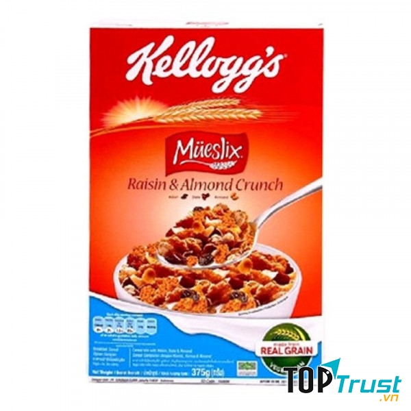 Ngũ cốc ăn sáng Kellogg's Mueslix Raisin & Almond Crunch