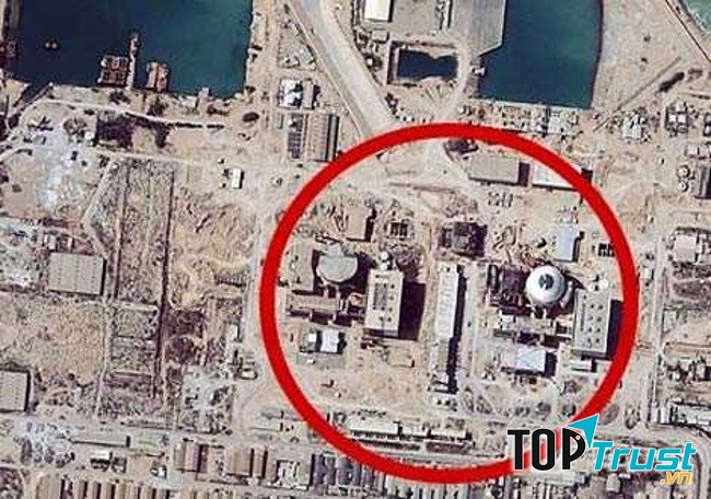 Hình ảnh nhà máy năng lượng nguyên tử Bushehr được chụp từ Google Maps
