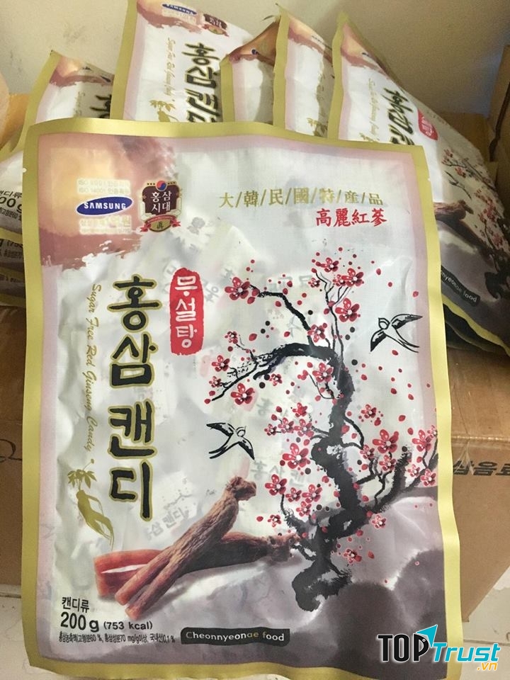 Kẹo hồng sâm vitamin cành đào không đường 200g