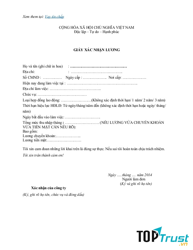 Giấy xác nhận