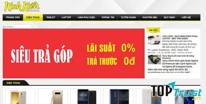 Giao diện website Ninh Kiều mobile