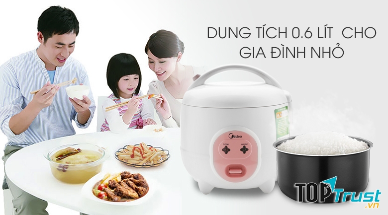 Nồi cơm điện nắp gài 0,6 lít Midea CM06SA
