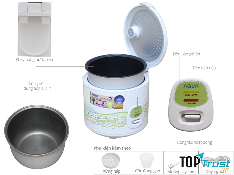 Nồi cơm điện nắp gài 1,8 lít AQUA VM18A