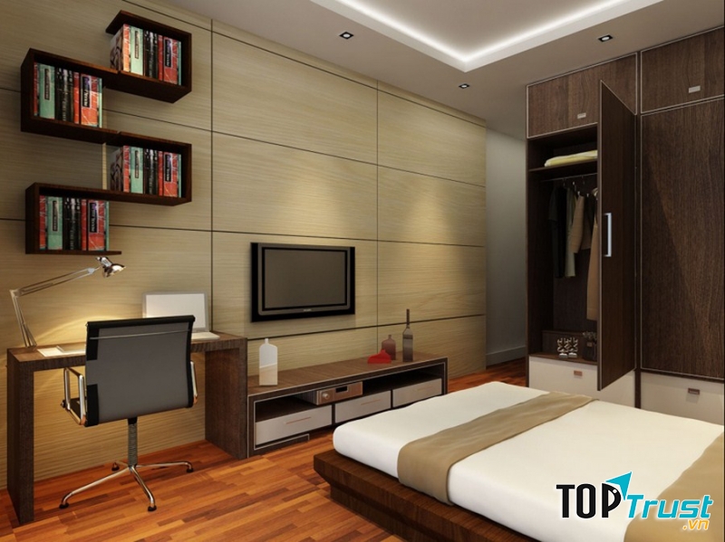 Nội thất trong phòng không quá đồ sộ.