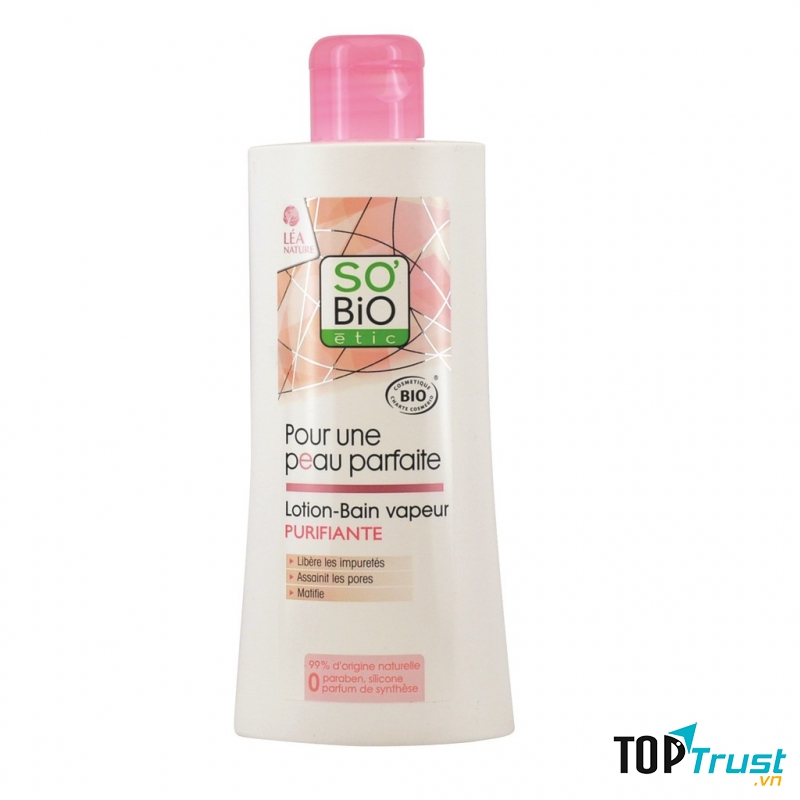 Nước hoa hồng hữu cơ trắng da SO'BiO Etic Pour Une Peau Parfaite Lotion-Bain Vapeur Purifiante