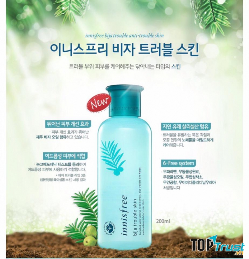 Nước hoa hồng trị mụn Innisfree Jejubija Anti-Trouble Skin