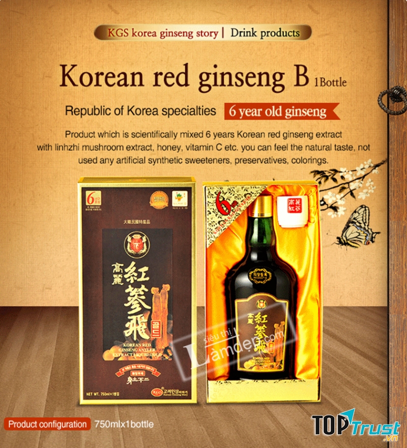 Nước Hồng Sâm Bi KGS 750ml x 1 Chai