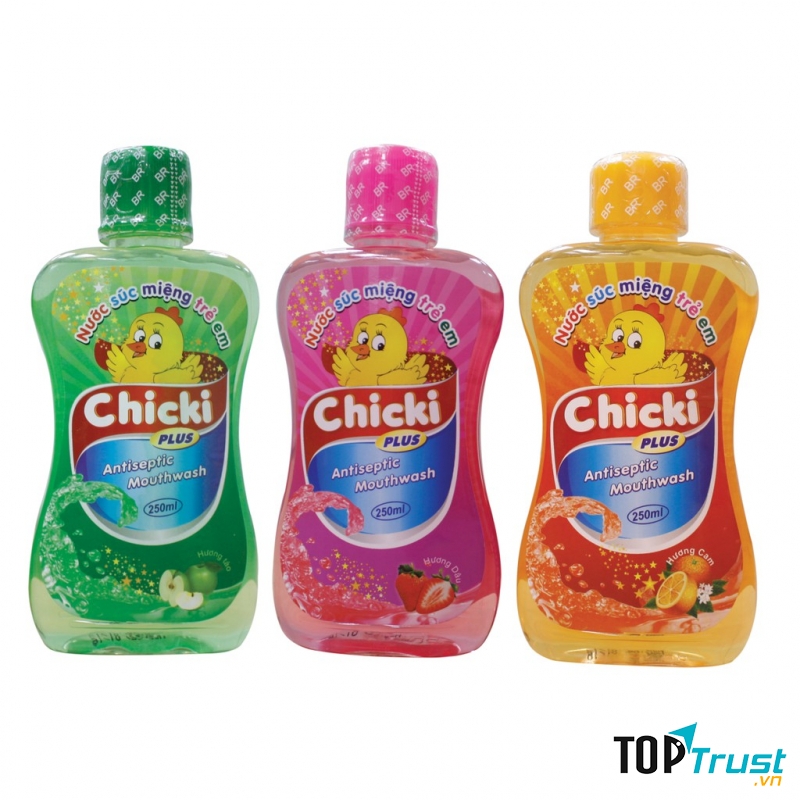 Nước súc miệng Chicki với 3 hương thơm dịu nhẹ cho bé lựa chọn