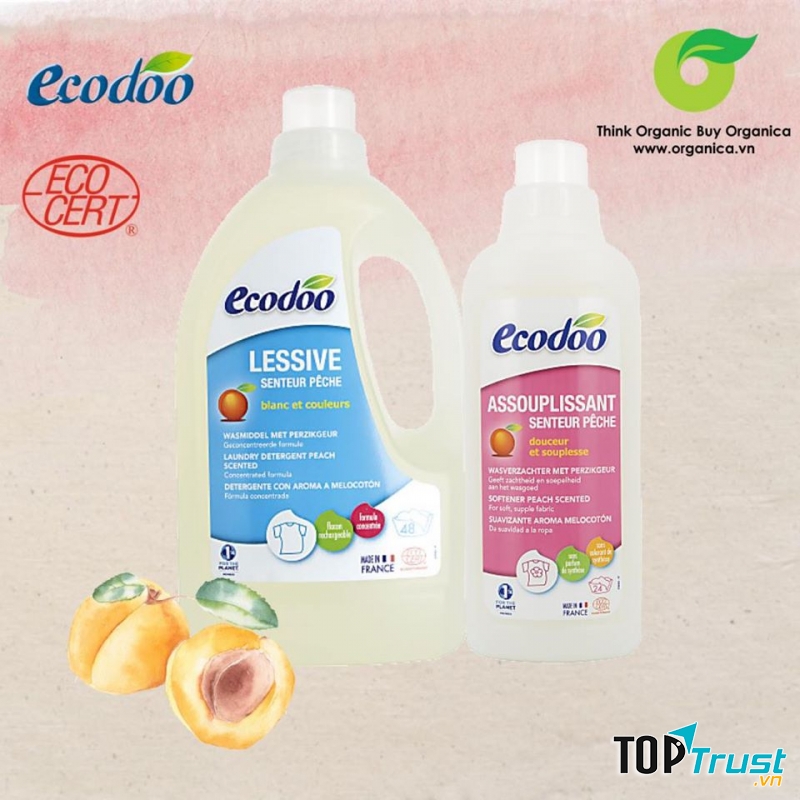 Nước xả vải hương đào hữu cơ Ecodoo