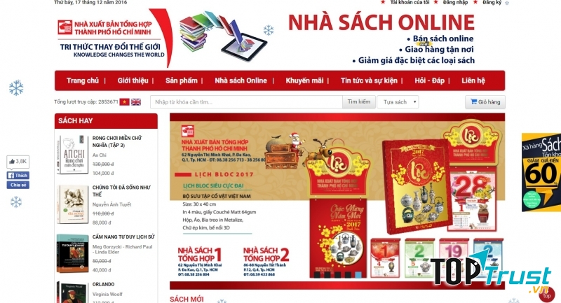 Giao diện của website nxbhcm.com.vn