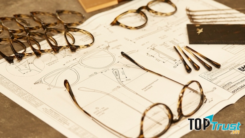 Bản vẽ chi tiết của 1 chiếc kính Oliver Peoples