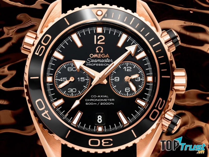 Không chỉ chính xác, thiết kết tinh tế, Omega Seamaster này có thể lặn ở độ sâu 600m. Cùng với chất liệu và khả năng chống nước của Seamaster Planet Ocean Ceragoldra, được xem như một thợ lặn chuyên nghiệp. Gía khoảng 500 triệu/chiếc.