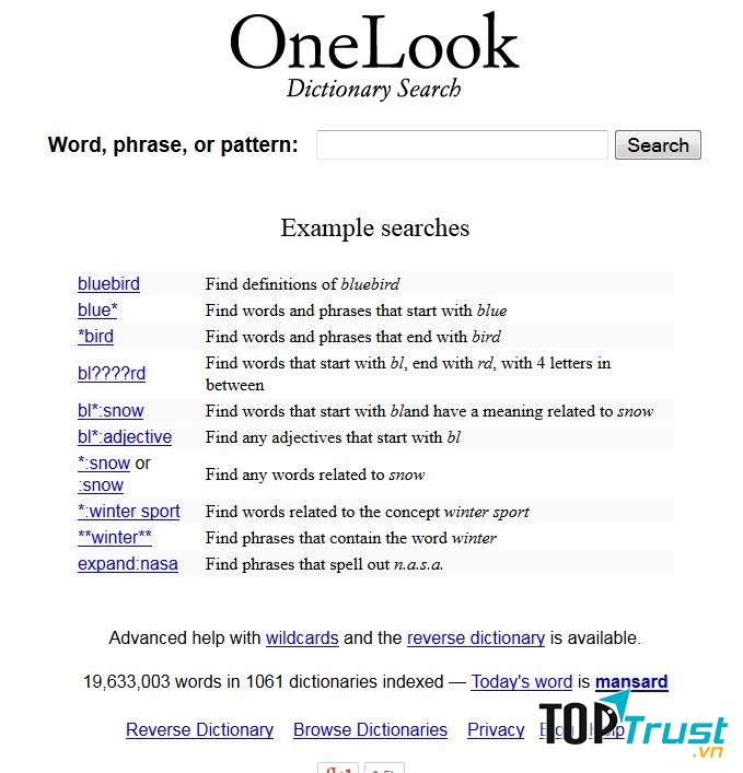 Onelook.com - trang web tìm kiếm từ điển