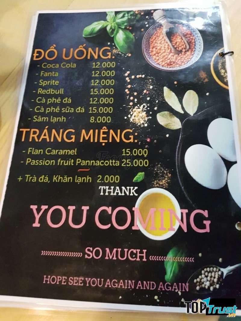 Menu của quán