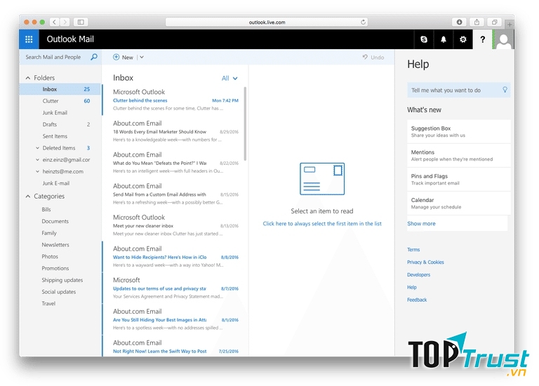 Outlook Mail trên Web cung cấp cho người dùng rất nhiều tiện ích