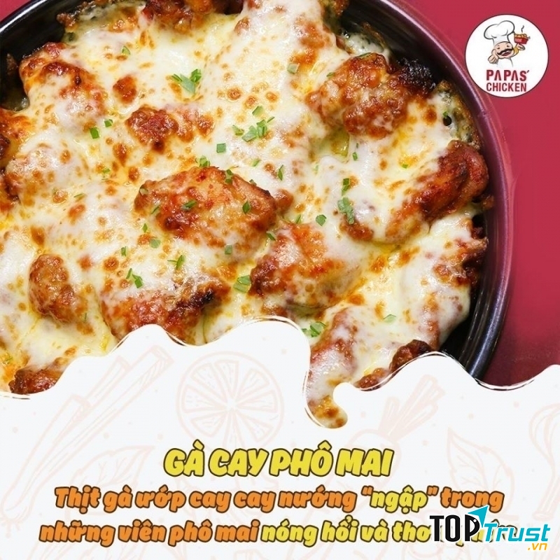 Gà rán của ﻿Papas' Chicken rán rất ngon, miếng gà nóng, thị gà mềm, thơm không quá khô hoặc bở