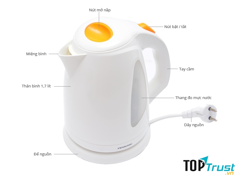 Bình siêu tốc Pensonic PAB-1700 1.7 lít