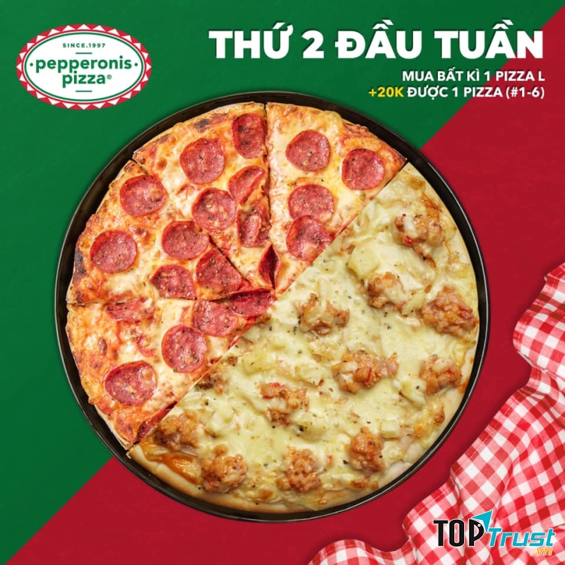 Bánh pizza ngon hấp dẫn tại tiệm