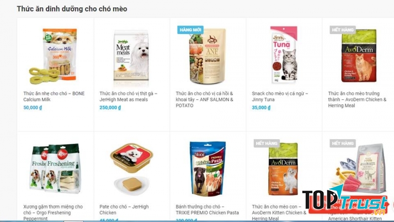 Một số sản phẩm thức ăn chó mèo tại Pet Mart