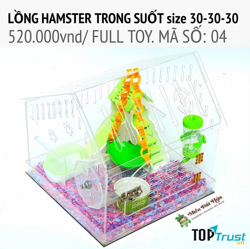 Lồng Hamster trong suốt size 30-30-30 MS04 mức giá 520 000 đồng