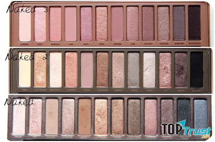 So sánh 3 bảng Urban Decay Naked Palette