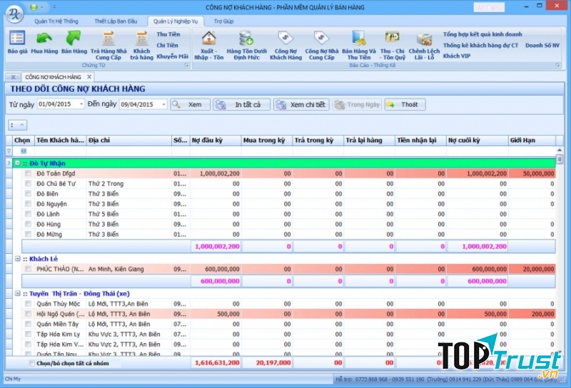 Phần mềm quản lý vật liệu xây dựng của công ty CP Công nghệ và Truyền thông Niềm Tin