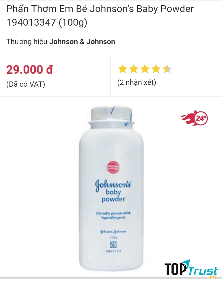 Phấn rôm Johnson's baby powder 100g được bán online trên mạng
