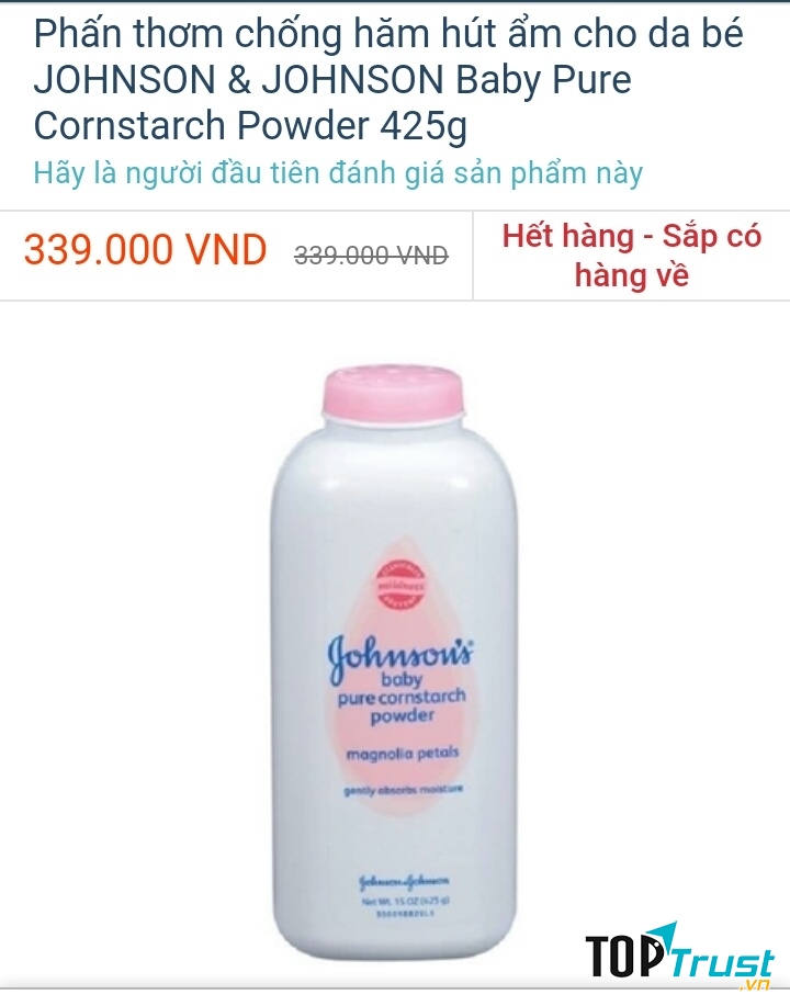 Phấn rôm Johnson's baby pure comstarch powder 425g được giao bán trên mạng