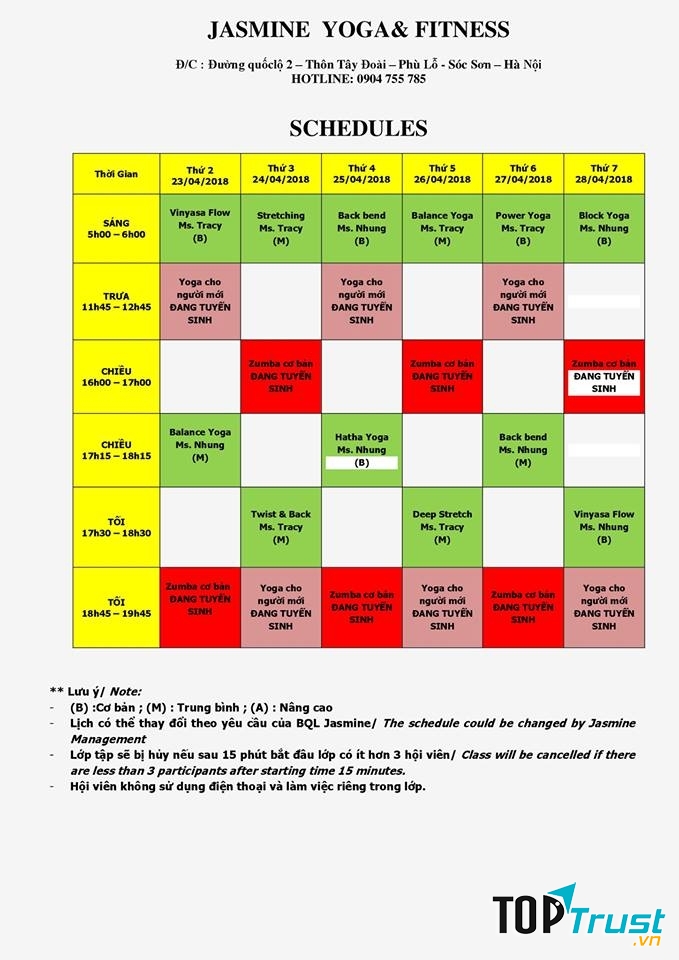 Phòng tập Jasmine Yoga & Fitness