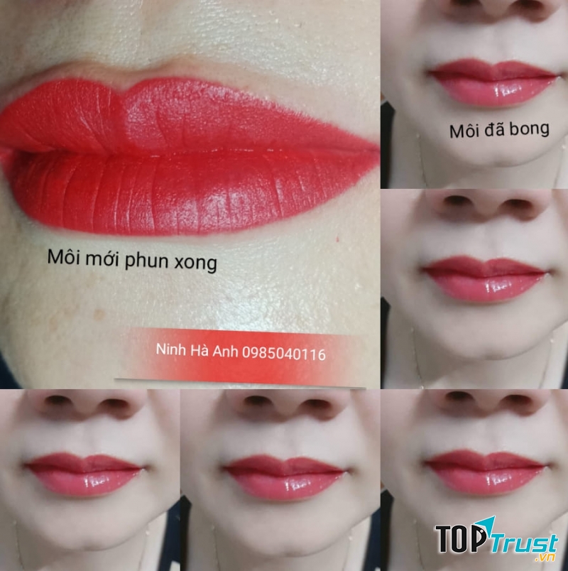 Môi phun hoàn chỉnh tại phun thêu Ninh Hà Anh