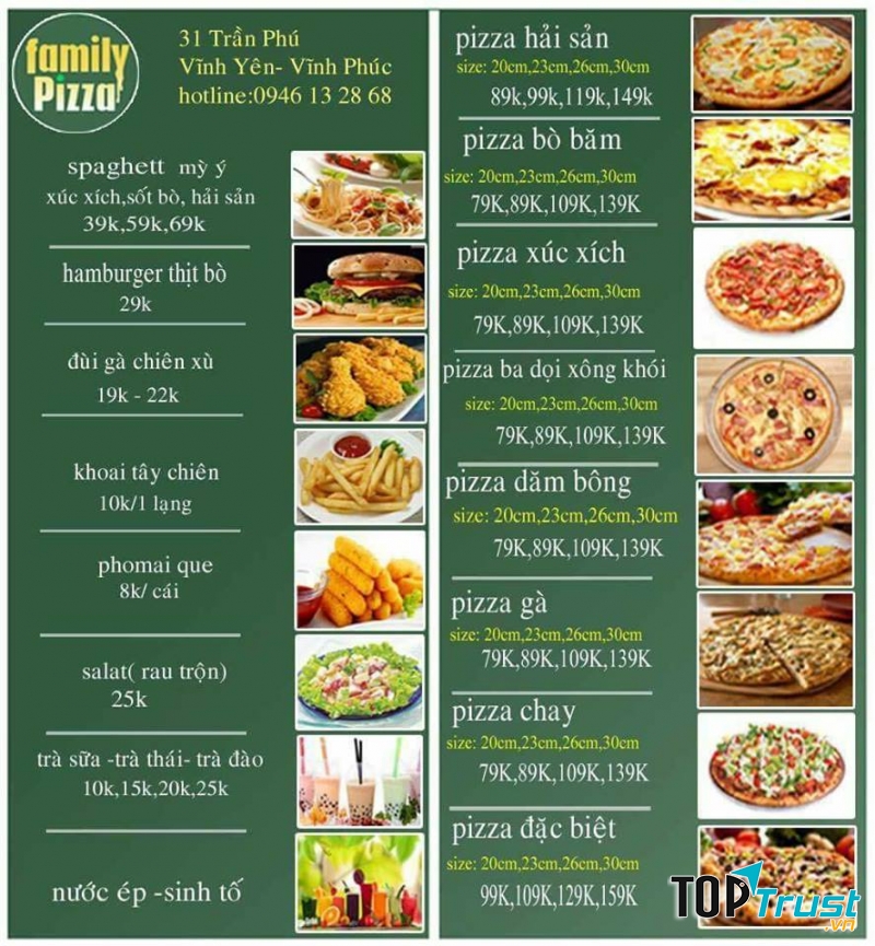 Luôn đặt chất lượng lên hàng đầu, Pizza Family mang đến những chiếc bánh pizza tươi ngon.