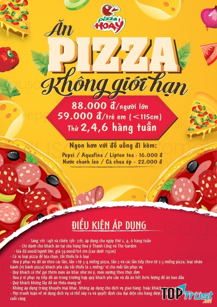 Khuyến mại ăn pizza không giới hạn của Pizza Hoa Ý