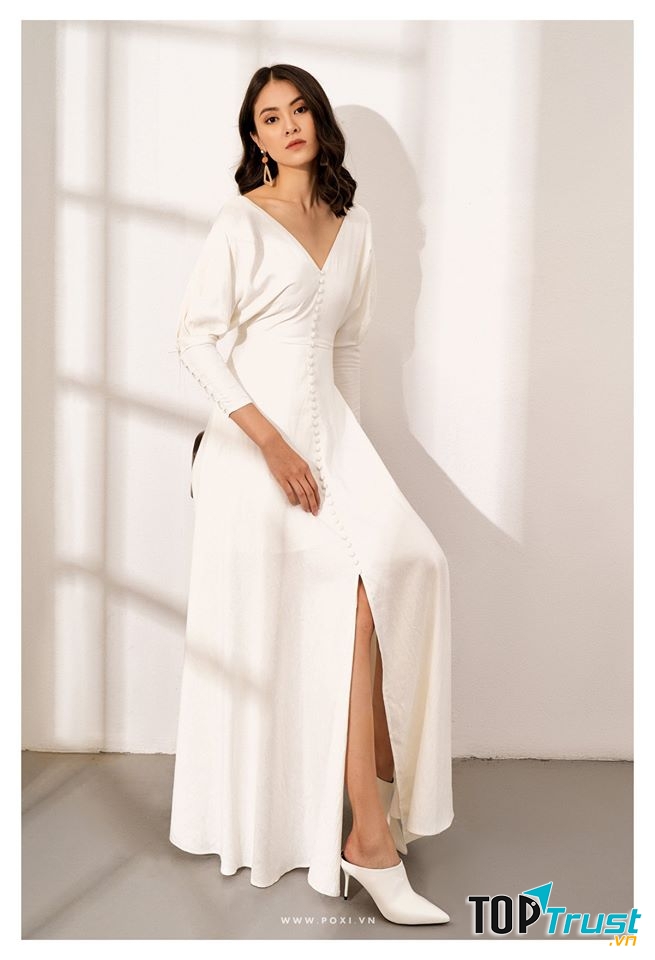 Đầm cổ V thanh lịch, sang trọng tại POXI Fashion