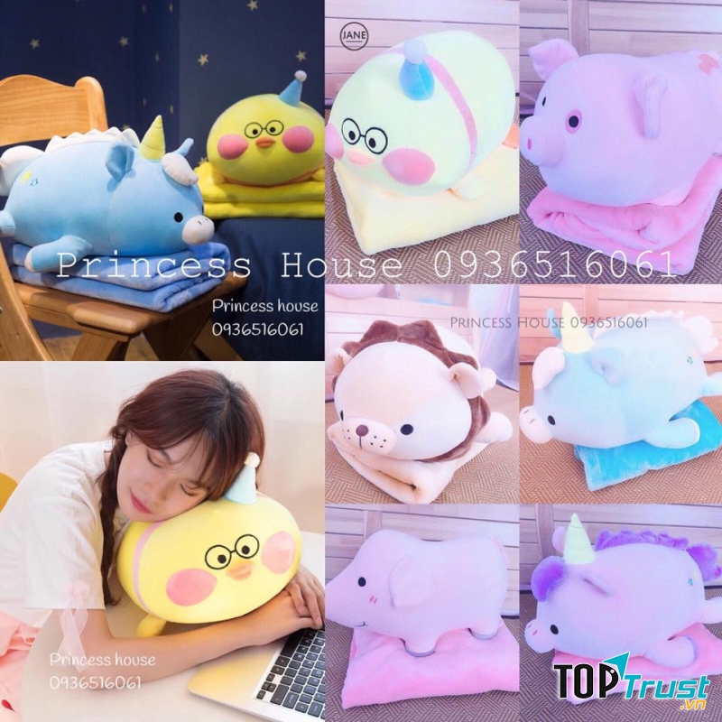 Shop có rất nhiều mẫu chăn gối đa năng 2 trong 1, bạn có thể xếp chăn gọn gàng ở trong gối
