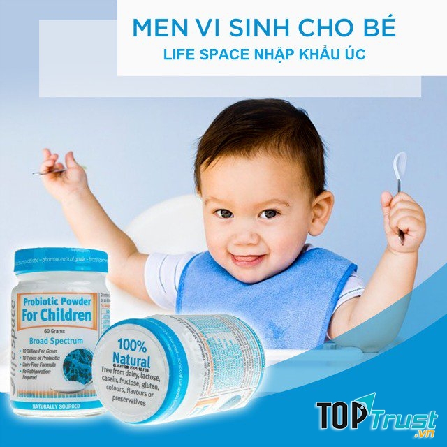 Men vi sinh Úc Life Space Probiotic Powder for Children nguồn gốc 100% thiên nhiên, cung cấp đến 8 tỷ lợi khuẩn và 10 loại men vi sinh khác nhau giúp cho bé yêu có sức đề kháng tốt nhất.