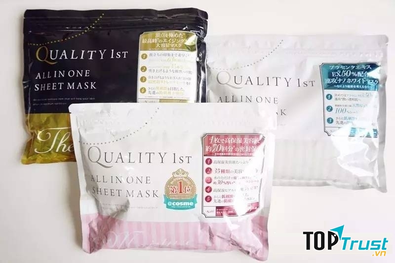 Mặt nạ giấy Quality Fist All In one face sheet Mask có 3 màu với 3 công dụng khác nhau