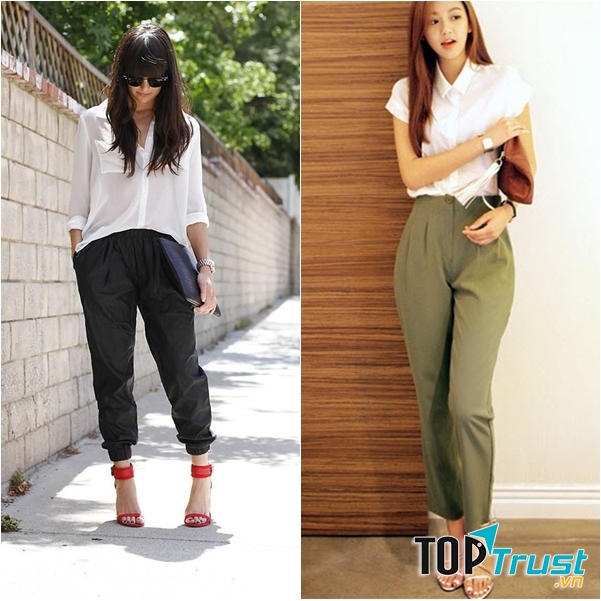 Dạng quần này rất tiện dụng là: Dễ mặc, trẻ trung lịch sự, mà lại không kém phần năng động.