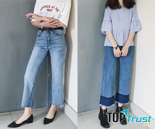 Quần jeans lửng ống loe