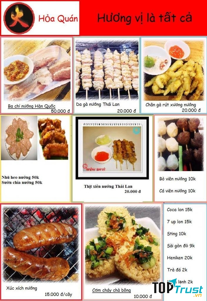 Thực đơn của Hỏa Quán