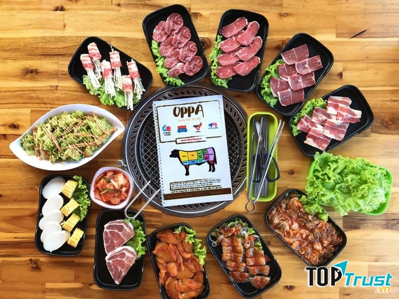 Menu món nướng rất đa dạng, từ bò đến hải sản