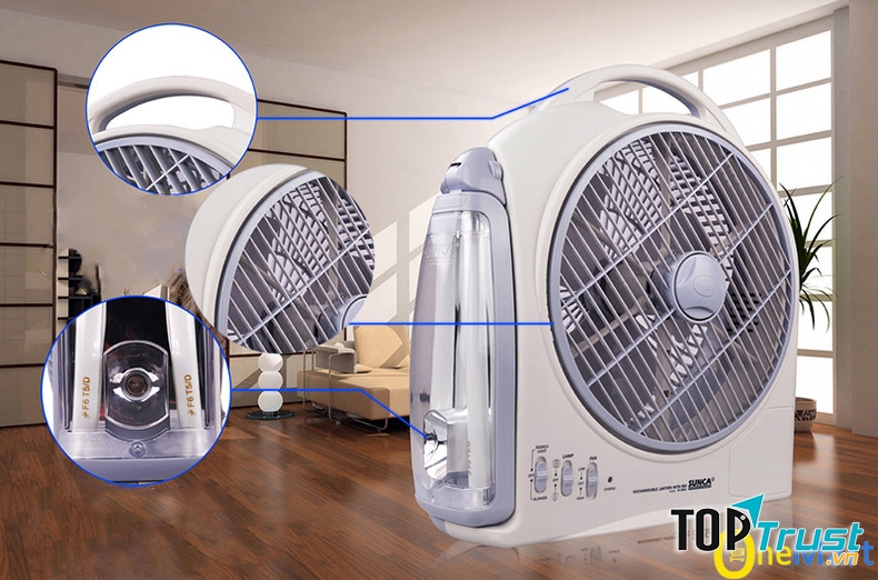 Quạt sạc, quạt tích điện Sunca SF-292A có hai công năng chủ yếu là làm mát và chiếu sáng