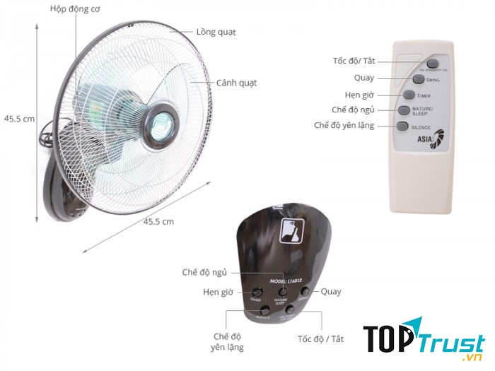 Quạt treo tường Asia L16012